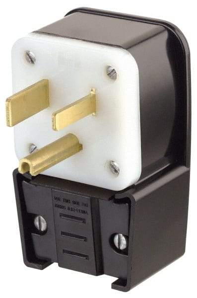 Leviton - 250 VAC, 30 Amp, 15-30P NEMA, Angled, Self Grounding, Industrial Grade Plug - 3 Pole, 4 Wire, 3 Phase, Nylon, Black - A1 Tooling