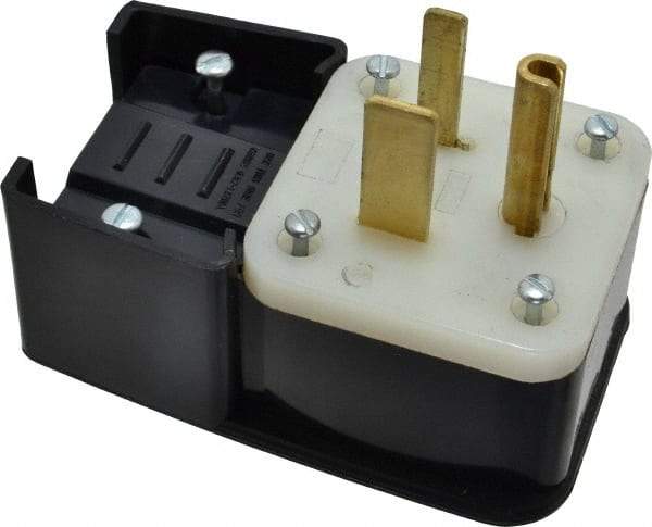 Leviton - 250 VAC, 50 Amp, 6-50P NEMA, Angled, Self Grounding, Industrial Grade Plug - 2 Pole, 3 Wire, 1 Phase, Nylon, Black - A1 Tooling