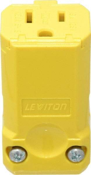 Leviton - 125 VAC, 15 Amp, 5-15R NEMA, Valise, Self Grounding, Industrial Grade Connector - 2 Pole, 3 Wire, 1 Phase, Nylon, Yellow - A1 Tooling