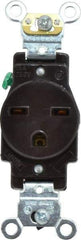 Leviton - 250 VAC, 15 Amp, 6-15R NEMA Configuration, Brown, Industrial Grade, Self Grounding Single Receptacle - 1 Phase, 2 Poles, 3 Wire, Flush Mount, Impact Resistant - A1 Tooling