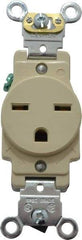 Leviton - 250 VAC, 15 Amp, 6-15R NEMA Configuration, Ivory, Industrial Grade, Self Grounding Single Receptacle - 1 Phase, 2 Poles, 3 Wire, Flush Mount, Impact Resistant - A1 Tooling