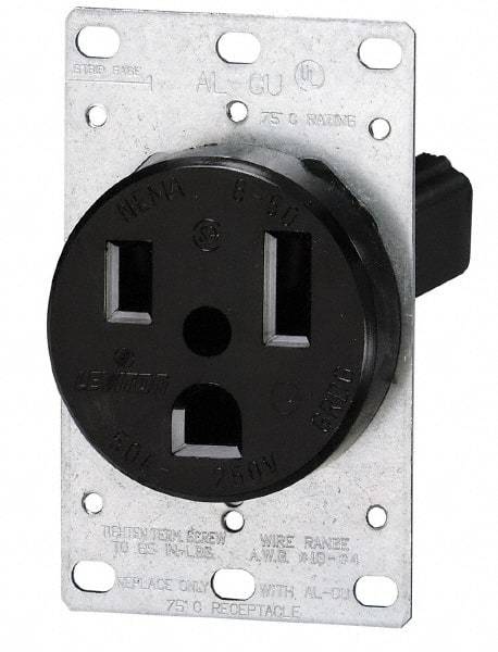 Leviton - 250 VAC, 30 Amp, 15-30R NEMA Configuration, Black, Industrial Grade, Self Grounding Single Receptacle - 3 Phase, 3 Poles, 4 Wire, Flush Mount, Tamper Resistant - A1 Tooling