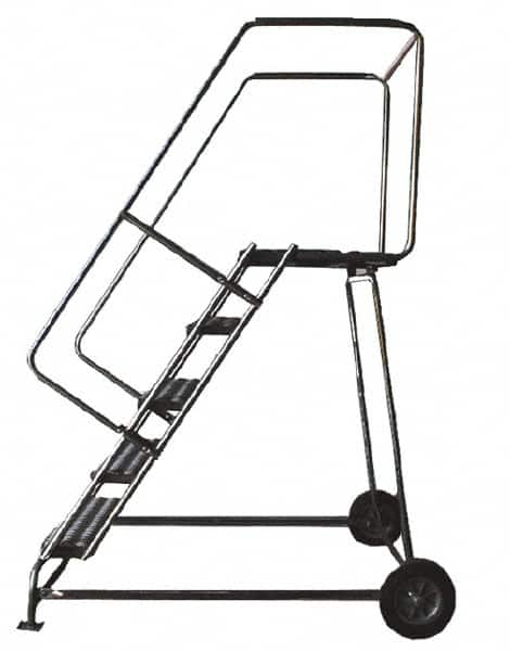 Ballymore - 93" 6 Step Ladder - Rolling Safety Ladder, 300 Lb Capacity, 60" Platform Height, 30" Base Width x 49" Depth, Solid Ribbed Tread - A1 Tooling