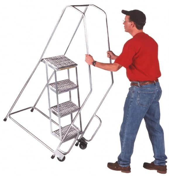 Ballymore - 58-1/2" 3 Step Ladder - 300 Lb Capacity, 28-1/2" Platform Height, 20" Base Width x 25" Depth, Heavy-Duty Serrated Grating - A1 Tooling