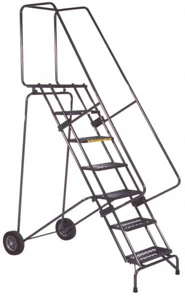 Ballymore - 153" 12 Step Ladder - 350 Lb Capacity, 120" Platform Height, 30" Base Width x 88" Base Depth, Perforated Tread - A1 Tooling