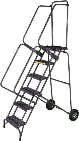 Ballymore - 93" 6 Step Ladder - 300 Lb Capacity, 60" Platform Height, 30" Base Width x 54" Depth, Heavy-Duty Serrated Grating - A1 Tooling