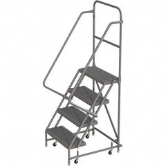 TRI-ARC - 76" 4 Step Rolling Platform Ladder - 450 Lb Capacity, 40" Platform Height, 30" Base Width x 35" Depth, Serrated Tread - A1 Tooling