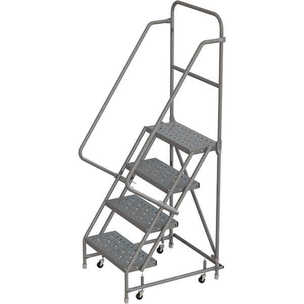 TRI-ARC - 76" 4 Step Rolling Platform Ladder - 450 Lb Capacity, 40" Platform Height, 30" Base Width x 35" Depth, Perforated Tread - A1 Tooling