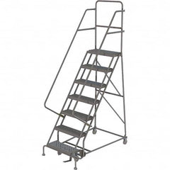 TRI-ARC - 103" 7 Step Ladder - 350 Lb Capacity, 70" Platform Height, 30" Base Width x 56" Depth, Heavy-Duty Serrated Grating - A1 Tooling