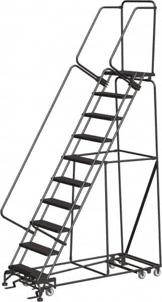 Ballymore - 133" 10 Step All-Directional Ladder - Rolling Safety Ladder, 450 Lb Capacity, 100" Platform Height, 32" Base Width x 74" Depth, Heavy-Duty Serrated Grating - A1 Tooling