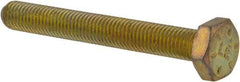 Made in USA - 1/4-28 UNF, 2" Length Under Head Hex Head Cap Screw - Fully Threaded, Grade 8 Alloy Steel, Zinc Yellow Dichromate Finish, 7/16" Hex - A1 Tooling