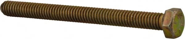 Made in USA - 5/16-18 UNC, 3-1/2" Length Under Head Hex Head Cap Screw - Fully Threaded, Grade 8 Alloy Steel, Zinc Yellow Dichromate Finish, 1/2" Hex - A1 Tooling