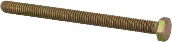 Made in USA - 5/16-18 UNC, 4" Length Under Head Hex Head Cap Screw - Fully Threaded, Grade 8 Alloy Steel, Zinc Yellow Dichromate Finish, 1/2" Hex - A1 Tooling