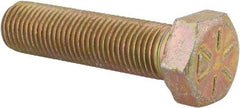 Made in USA - 3/8-24 UNF, 1-1/2" Length Under Head Hex Head Cap Screw - Fully Threaded, Grade 8 Alloy Steel, Zinc Yellow Dichromate Finish, 9/16" Hex - A1 Tooling