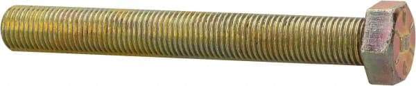 Made in USA - 3/8-24 UNF, 3" Length Under Head Hex Head Cap Screw - Fully Threaded, Grade 8 Alloy Steel, Zinc Yellow Dichromate Finish, 9/16" Hex - A1 Tooling