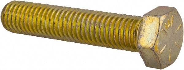 Made in USA - 1/2-13 UNC, 2-1/2" Length Under Head Hex Head Cap Screw - Fully Threaded, Grade 8 Alloy Steel, Zinc Yellow Dichromate Finish, 3/4" Hex - A1 Tooling