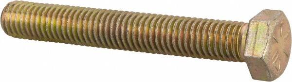 Made in USA - 1/2-13 UNC, 3-1/2" Length Under Head Hex Head Cap Screw - Fully Threaded, Grade 8 Alloy Steel, Zinc Yellow Dichromate Finish, 3/4" Hex - A1 Tooling