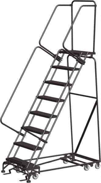 Ballymore - 113" 8 Step All-Directional Ladder - Rolling Safety Ladder, 450 Lb Capacity, 80" Platform Height, 32" Base Width x 61" Depth, Perforated Tread - A1 Tooling