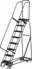 Ballymore - 113" 8 Step All-Directional Ladder - Rolling Safety Ladder, 450 Lb Capacity, 80" Platform Height, 24" Base Width x 61" Depth, Heavy-Duty Serrated Grating - A1 Tooling