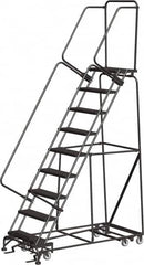 Ballymore - 123" 9 Step All-Directional Ladder - Rolling Safety Ladder, 350 Lb Capacity, 90" Platform Height, 32" Base Width x 68" Depth, Heavy-Duty Serrated Grating - A1 Tooling