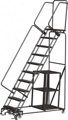 Ballymore - 133" 10 Step Ladder - 450 Lb Capacity, 100" Platform Height, 32" Base Width x 74" Depth, Expanded Metal Tread - A1 Tooling