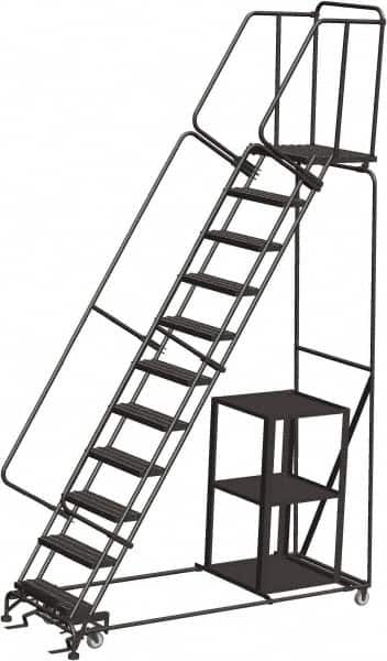 Ballymore - 143" 11 Step Ladder - 450 Lb Capacity, 110" Platform Height, 32" Base Width x 87" Depth, Perforated Tread - A1 Tooling