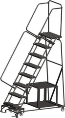 Ballymore - 113" 8 Step Stock-Picking Ladder - 450 Lb Capacity, 80" Platform Height, 32" Base Width x 61" Depth, Perforated Tread - A1 Tooling