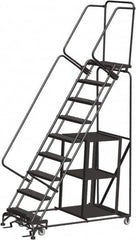 Ballymore - 123" 9 Step Stock-Picking Ladder - 450 Lb Capacity, 90" Platform Height, 32" Base Width x 68" Depth, Perforated Tread - A1 Tooling