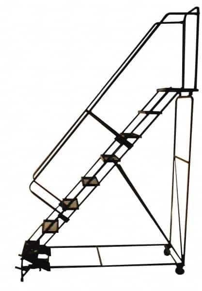 Ballymore - 153" 12 Step Stairway Slope Ladder - Rolling Safety Ladder, 450 Lb Capacity, 120" Platform Height, 32" Base Width x 116" Depth, Perforated Tread - A1 Tooling