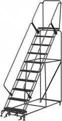 Ballymore - 133" 10 Step Ladder - 350 Lb Capacity, 100" Platform Height, 32" Base Width x 97" Depth, Heavy-Duty Serrated Grating - A1 Tooling