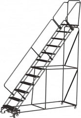 Ballymore - 153" 12 Step Ladder - Rolling Safety Ladder, 450 Lb Capacity, 120" Platform Height, 32" Base Width x 116" Depth, Expanded Metal Tread - A1 Tooling