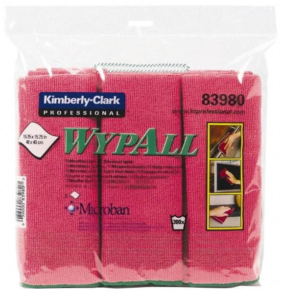 WypAll - Reusable Microfiber Wipes - Packet, 15-3/4" x 15-3/4" Sheet Size, Red - A1 Tooling