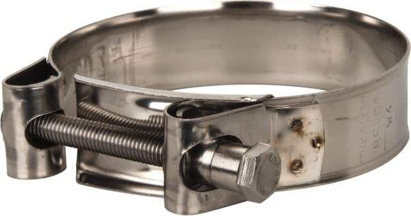 Mikalor - 3-1/2" Hose, 0.98" Wide x 0.04" Thick, T-Bolt Hose Clamp - 3.35 to 3.58" Diam, Stainless Steel - A1 Tooling