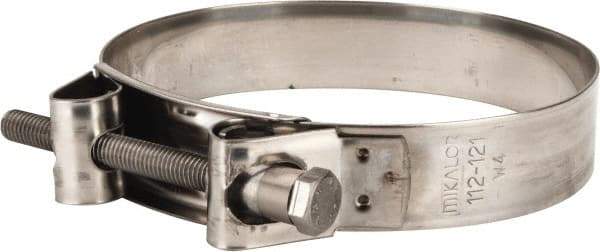 Mikalor - 4-1/2" Hose, 0.98" Wide x 0.04" Thick, T-Bolt Hose Clamp - 4.41 to 4.76" Diam, Stainless Steel - A1 Tooling