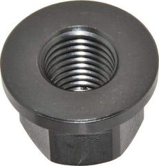 Gibraltar - M24x3.00, 49mm Flange Diam, 32mm High, 36mm Across Flats, Flange Nut - Grade 12L14 Steel, Black Oxide Finish, 7" Flange Height, TCMAI - A1 Tooling