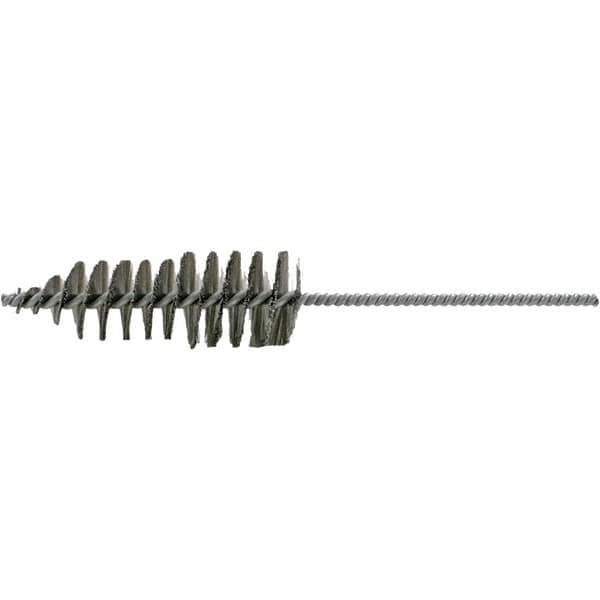 Brush Research Mfg. - 1-5/8" Diam Helical Stainless Steel Tube Brush - Single Spiral, 0.006" Filament Diam, 4-3/4" Brush Length, 10-1/2" OAL, 0.245" Diam Plastic Handle Shank - A1 Tooling