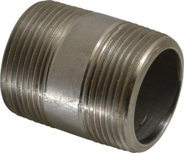 Merit Brass - Schedule 80, 1-1/4" Pipe x 2" Long, Grade 304/304L Stainless Steel Pipe Nipple - Seamless & Threaded - A1 Tooling