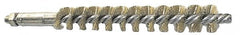 Schaefer Brush - 4" Brush Length, 11/16" Diam, Double Stem, Single Spiral Tube Brush - 6-1/4" Long, Brass, 1/4-28 Male Connection - A1 Tooling