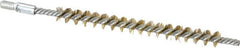 Schaefer Brush - 3" Brush Length, 1/4" Diam, Double Stem, Single Spiral Tube Brush - 4-1/2" Long, Brass, 8-32 Male Connection - A1 Tooling