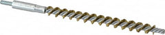 Schaefer Brush - 4" Brush Length, 3/8" Diam, Double Stem, Single Spiral Tube Brush - 6-1/4" Long, Brass, 8-32 Male Connection - A1 Tooling