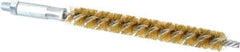 Schaefer Brush - 4" Brush Length, 1/2" Diam, Double Stem, Single Spiral Tube Brush - 6-1/4" Long, Brass, 1/4-28 Male Connection - A1 Tooling