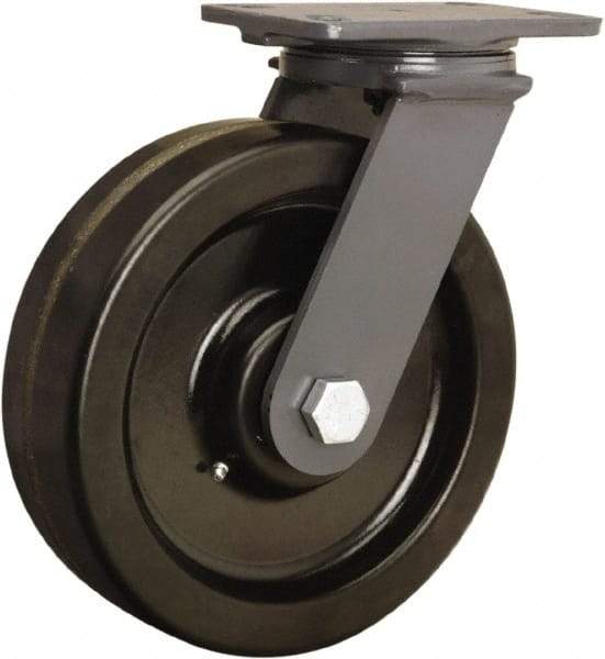 Hamilton - 8" Diam x 2-1/2" Wide x 10-1/4" OAH Top Plate Mount Swivel Caster - Phenolic, 2,000 Lb Capacity, Straight Roller Bearing, 4-1/2 x 6-1/2" Plate - A1 Tooling