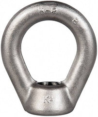 Gibraltar - 5,000 Lb Capacity, 3/4-10 Thread, Stainless Steel Lifting Eye Nut - Grade 304, 3" High, 1-1/2" Inside & 2-1/2" Outside Eye Diam, 1-3/8" Bell/Base Width - A1 Tooling