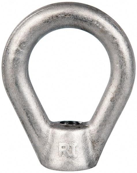 Gibraltar - 2,700 Lb Capacity, 3/8-16 Thread, Stainless Steel Lifting Eye Nut - Grade 316, 2-1/2" High, 1-1/4" Inside & 2" Outside Eye Diam, 7/8" Bell/Base Width - A1 Tooling