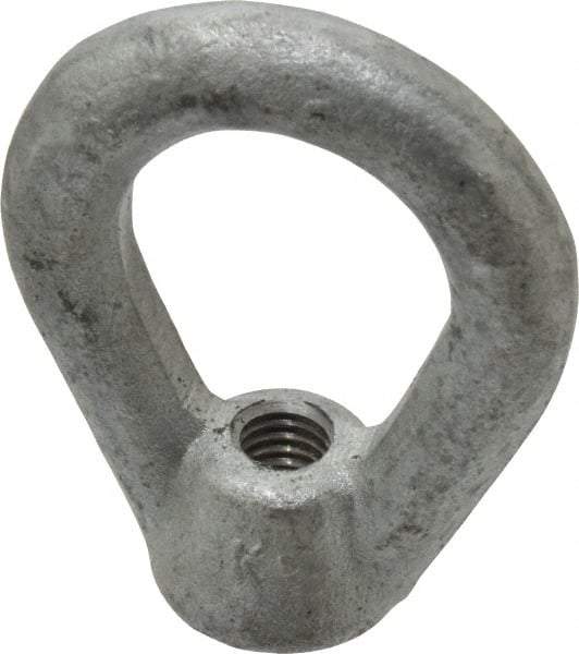 Gibraltar - 2,700 Lb Capacity, 3/8-16 Thread, Galvanized Finsih, Carbon Steel Heavy Duty Lifting Eye Nut - Grade C-1030, 2-1/2" High, 1-1/4" Inside & 2" Outside Eye Diam, 7/8" Bell/Base Width - A1 Tooling