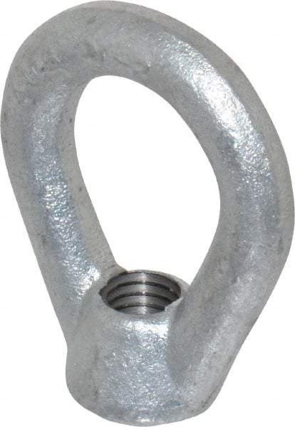 Gibraltar - 2,700 Lb Capacity, 1/2-13 Thread, Galvanized Finsih, Carbon Steel Heavy Duty Lifting Eye Nut - Grade C-1030, 2-1/2" High, 1-1/4" Inside & 2" Outside Eye Diam, 7/8" Bell/Base Width - A1 Tooling