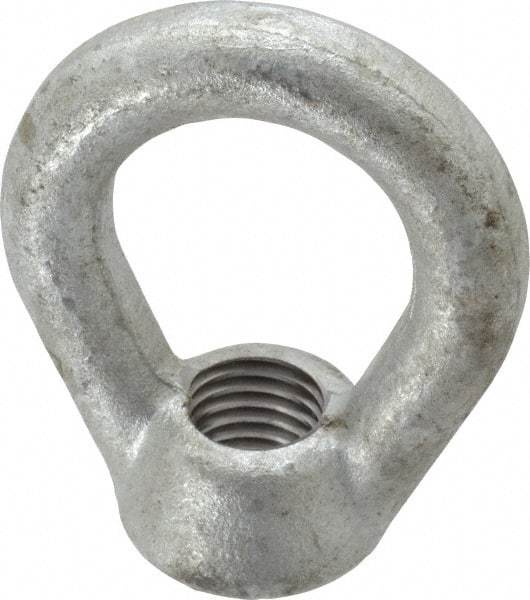 Gibraltar - 5,000 Lb Capacity, 3/4-10 Thread, Galvanized Finsih, Carbon Steel Heavy Duty Lifting Eye Nut - Grade C-1030, 3" High, 1-1/2" Inside & 2-1/2" Outside Eye Diam, 1-3/8" Bell/Base Width - A1 Tooling