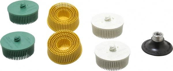 3M - 7 Piece, 2" Diam, Bristle Disc Power Brush Set - Ceramic Aluminum Oxide Abrasive - A1 Tooling