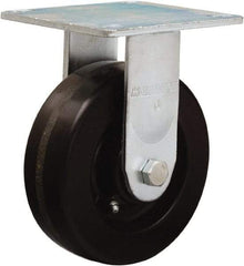 Hamilton - 6" Diam x 2" Wide x 7-1/2" OAH Top Plate Mount Rigid Caster - Phenolic, 900 Lb Capacity, Straight Roller Bearing, 5 x 5-1/2" Plate - A1 Tooling