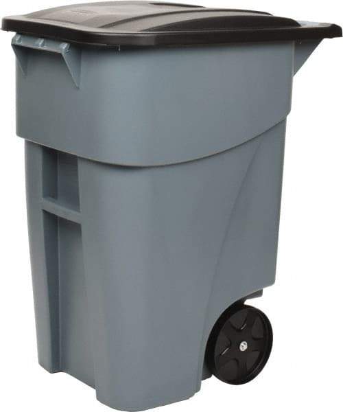 Rubbermaid - 50 Gal Gray Rectangle Trash Can - Polyethylene, 36-1/2" High x 28-1/2" Long x 23-3/8" Wide - A1 Tooling